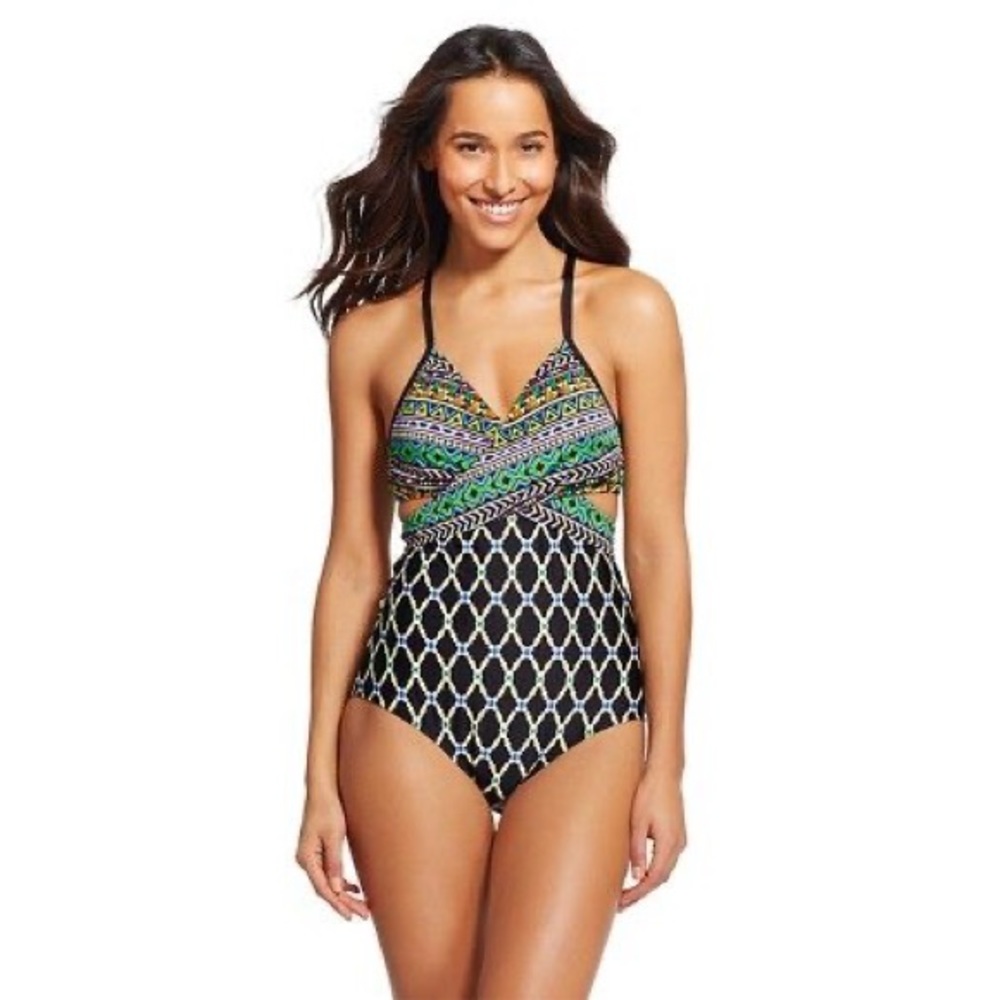 NWOT Clean Water Geometric Wrap One Piece Swimsuit